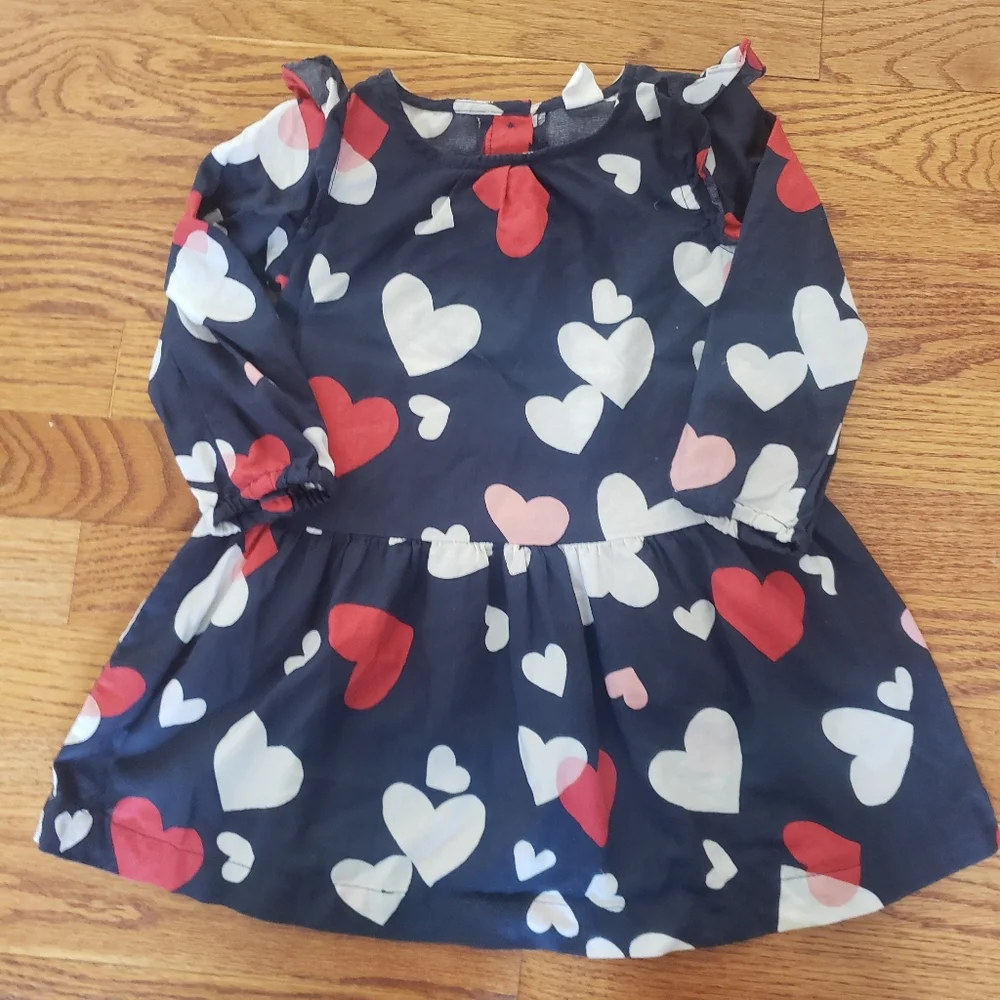 Baby Gap Heart Love Navy Woven Dress